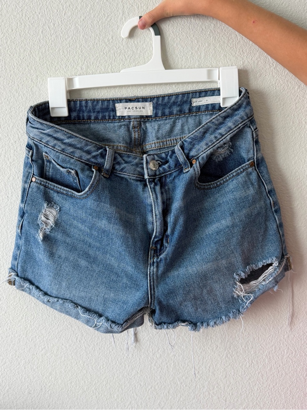PacSun LA Mom Shorts Distressed Denim High Rise Sz 28